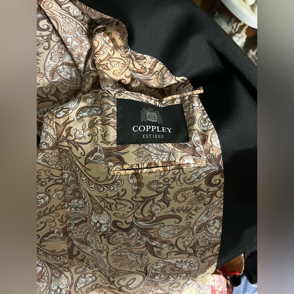 Coppley Men’s Burgundy Velvet Tuxedo Black Trim Smoking Jacket Blazer - Picture 7 of 8